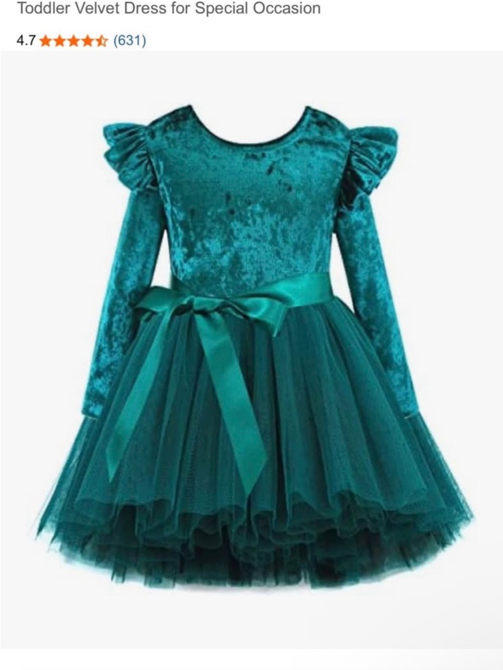 Toddler Emerald Velvet Dress Size 5